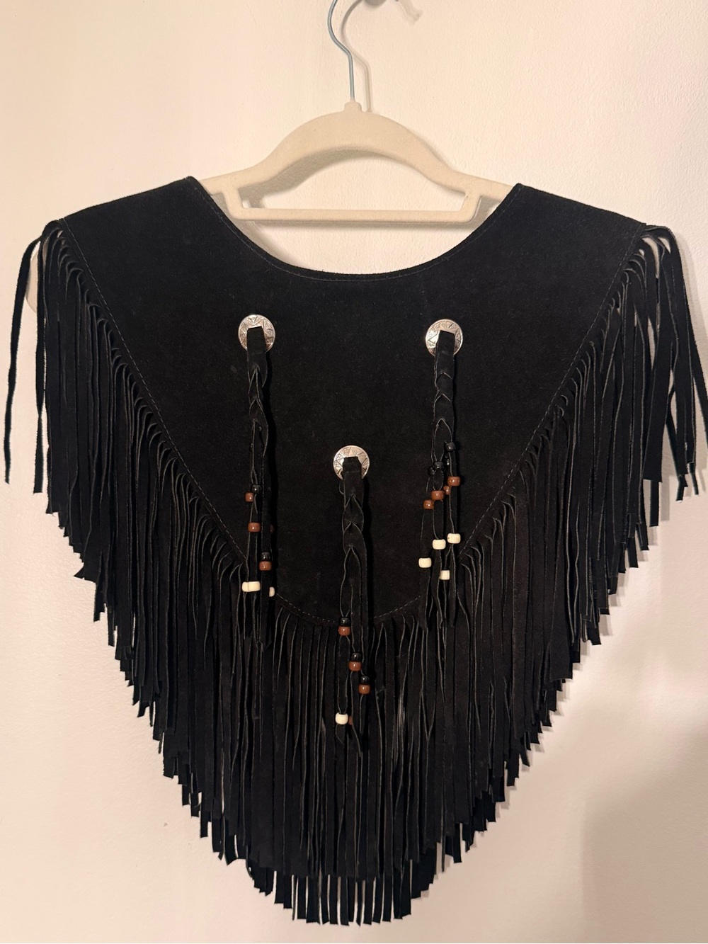 Vintage HB Native American Indian Leather Fringe Halter Crop Top.